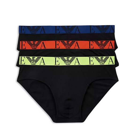 Emporio Armani Men Contrast Logo Waistband Briefs Pack of 3 Black Size XL - Picture 1 of 2